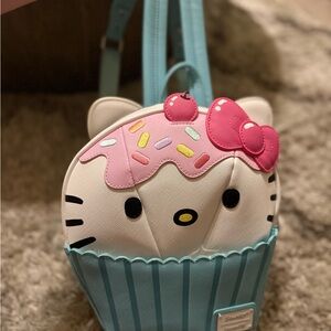 Hello Kitty Cupcake Backpack - Pink and Blue LOUNGEFLY —- rare item!